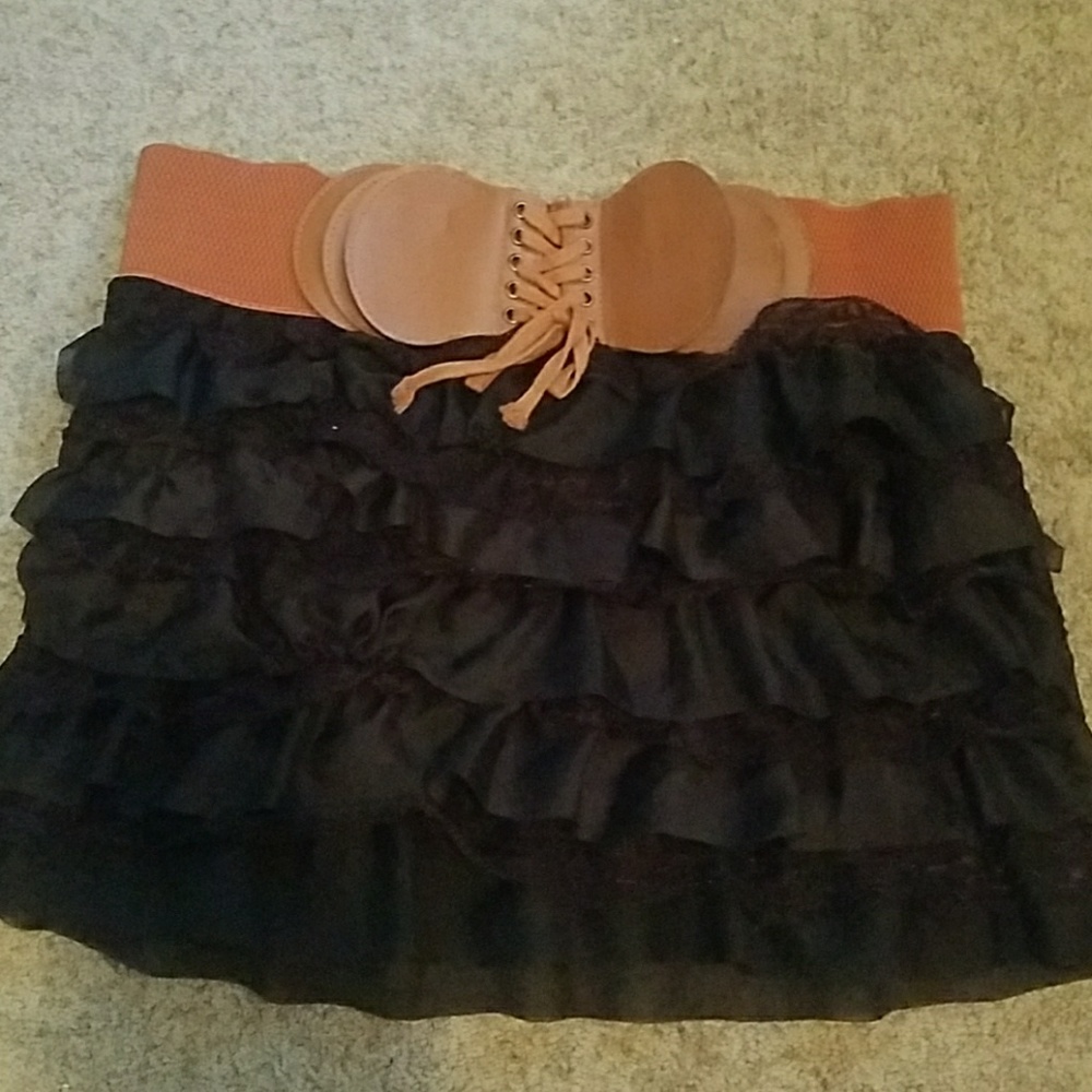 Adorable Lace Black Mini Skirt